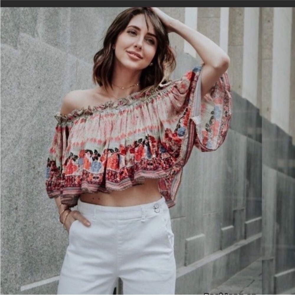 Anthropologie✖️Bhanuni by Jyoti Villa Crop Top Embroidered Swing Blouse